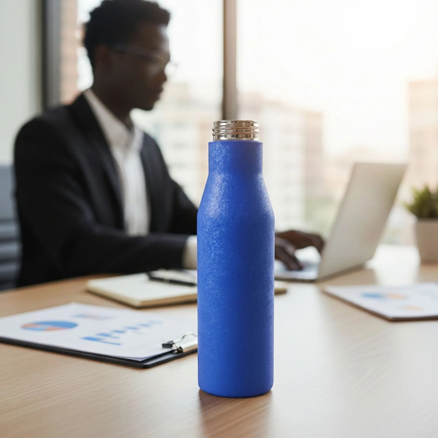 Custom Classic Stainless Steel Water Bottle Blue Color (1000 ML, 1 Piece) - Image 3