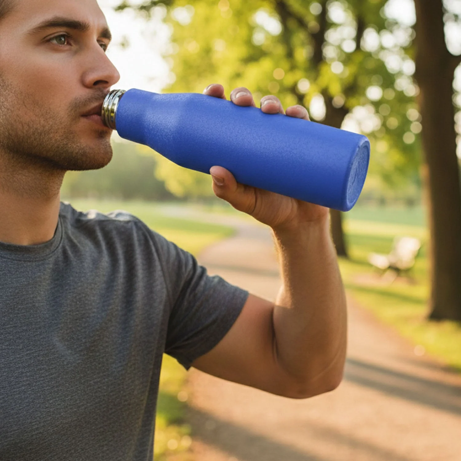 Custom Classic Stainless Steel Water Bottle Blue Color (1000 ML, 1 Piece) - Image 4
