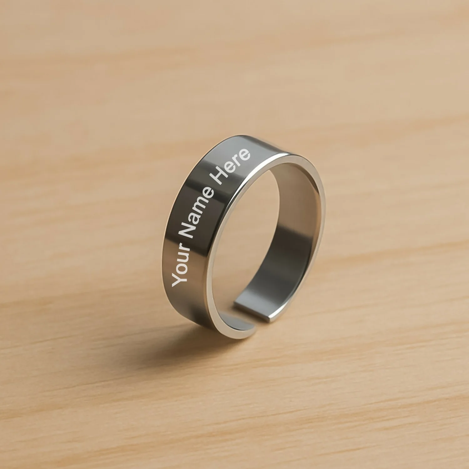 Custom Engraved Silver Stainless Steel Adjustable Ring - Image 3