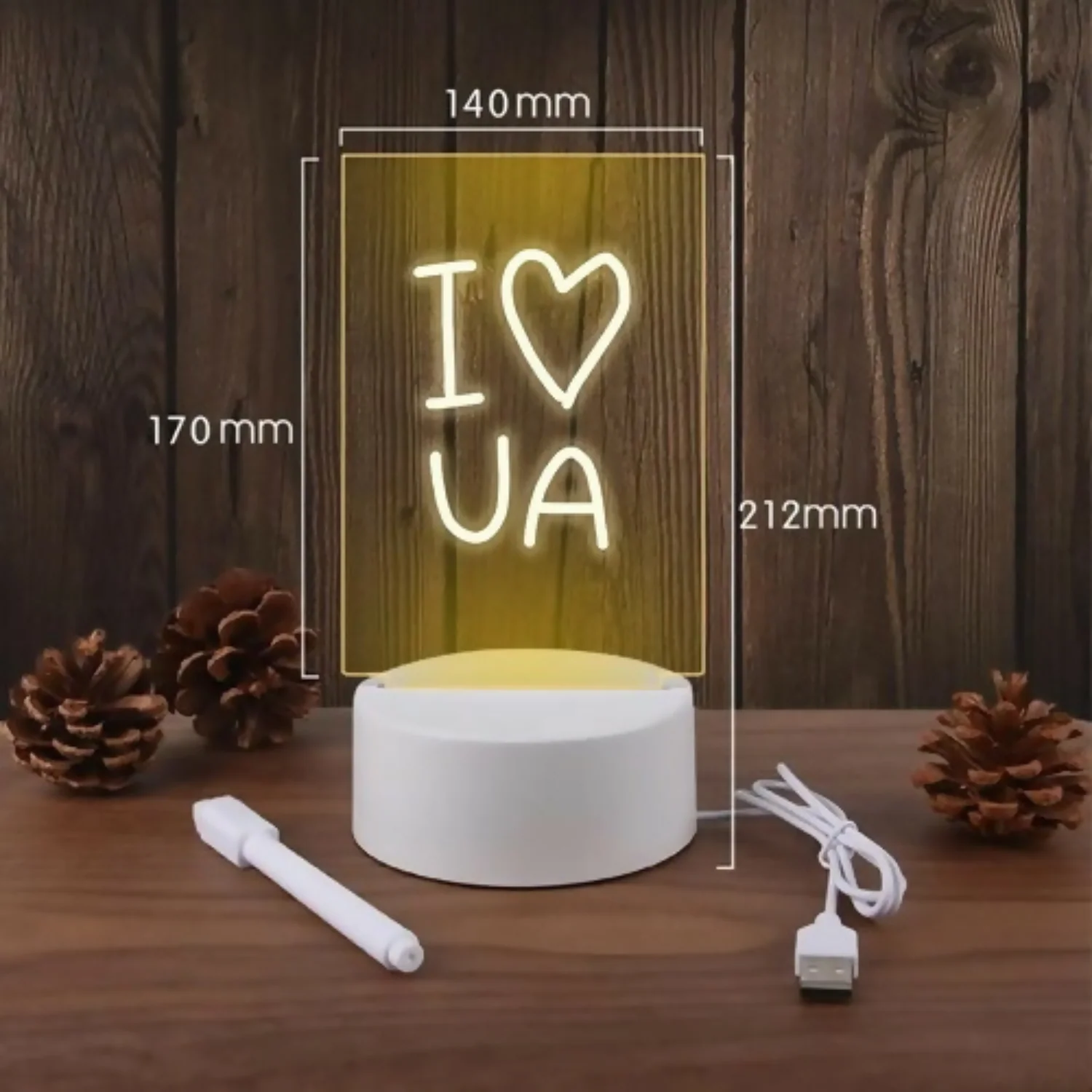Custom LED Acrylic Night Lamp with Wooden Base - Image 2