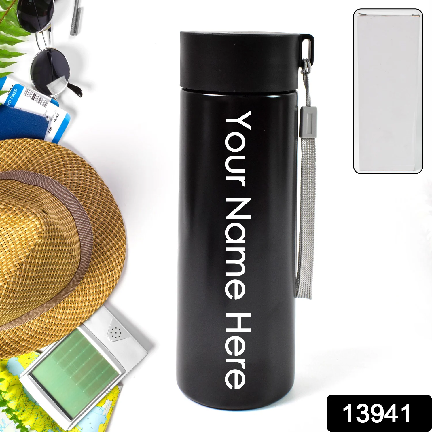 Customized Vacuum Insulated Stainless Steel Bottle, Double Walled (500 ML Approx / Black) - Image 2