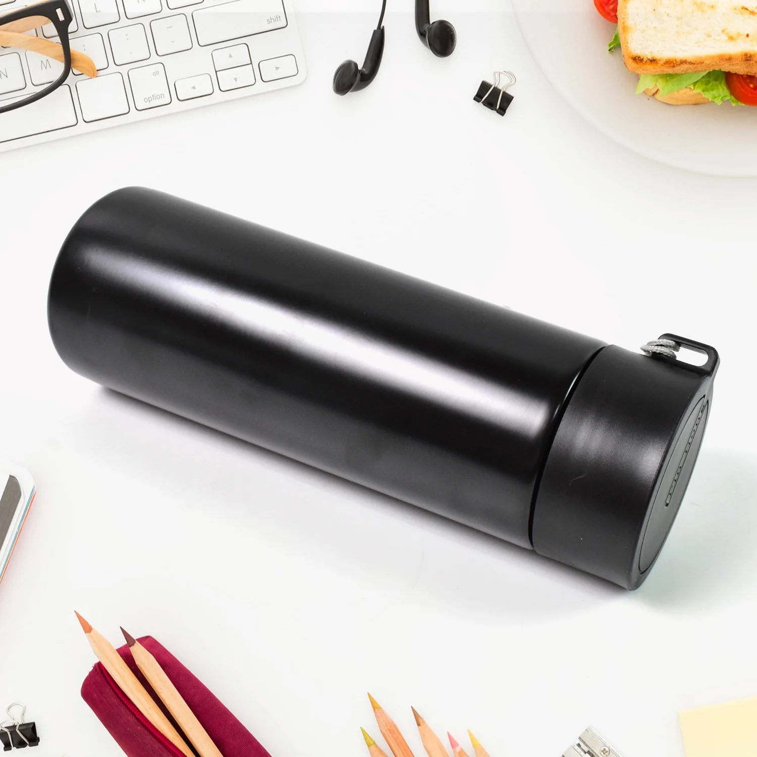 Customized Vacuum Insulated Stainless Steel Bottle, Double Walled (500 ML Approx / Black) - Image 4