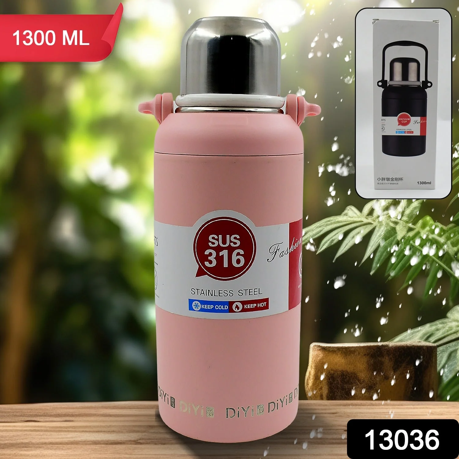 Customize Stainless Steel bottle 316 Stainless Steel, Vacuum Insulated Cup / Bottle, Portable Travel Kettle / Water Bottle with Handle, Outdoor Large Capacity Sports Kettle Cups / Bottle (1300 ML) - Image 6