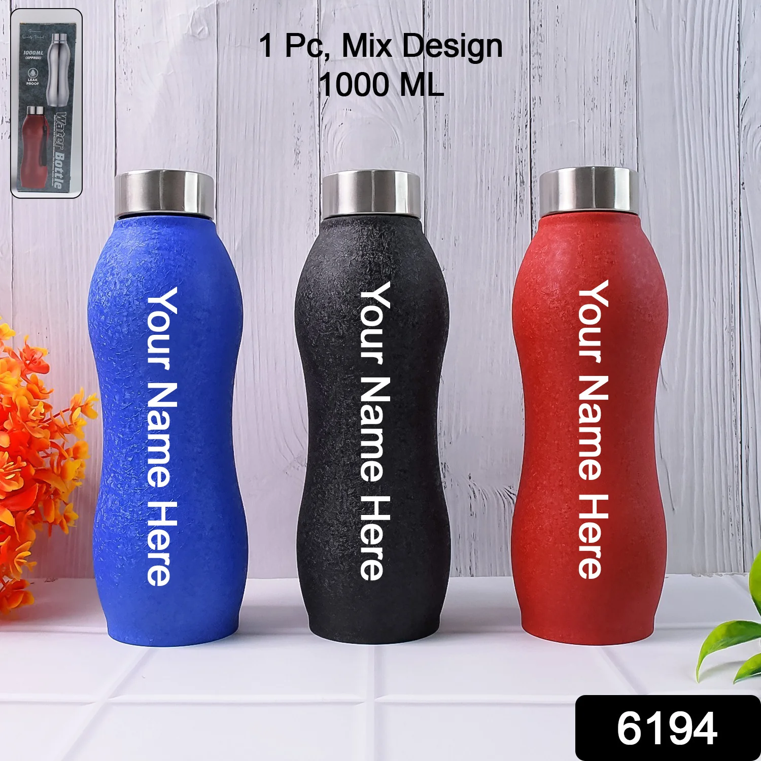 Personalized Stainless Steel Water Bottle (1000ML / Mix Colour / 1 Pc / Crocodile) - Image 2