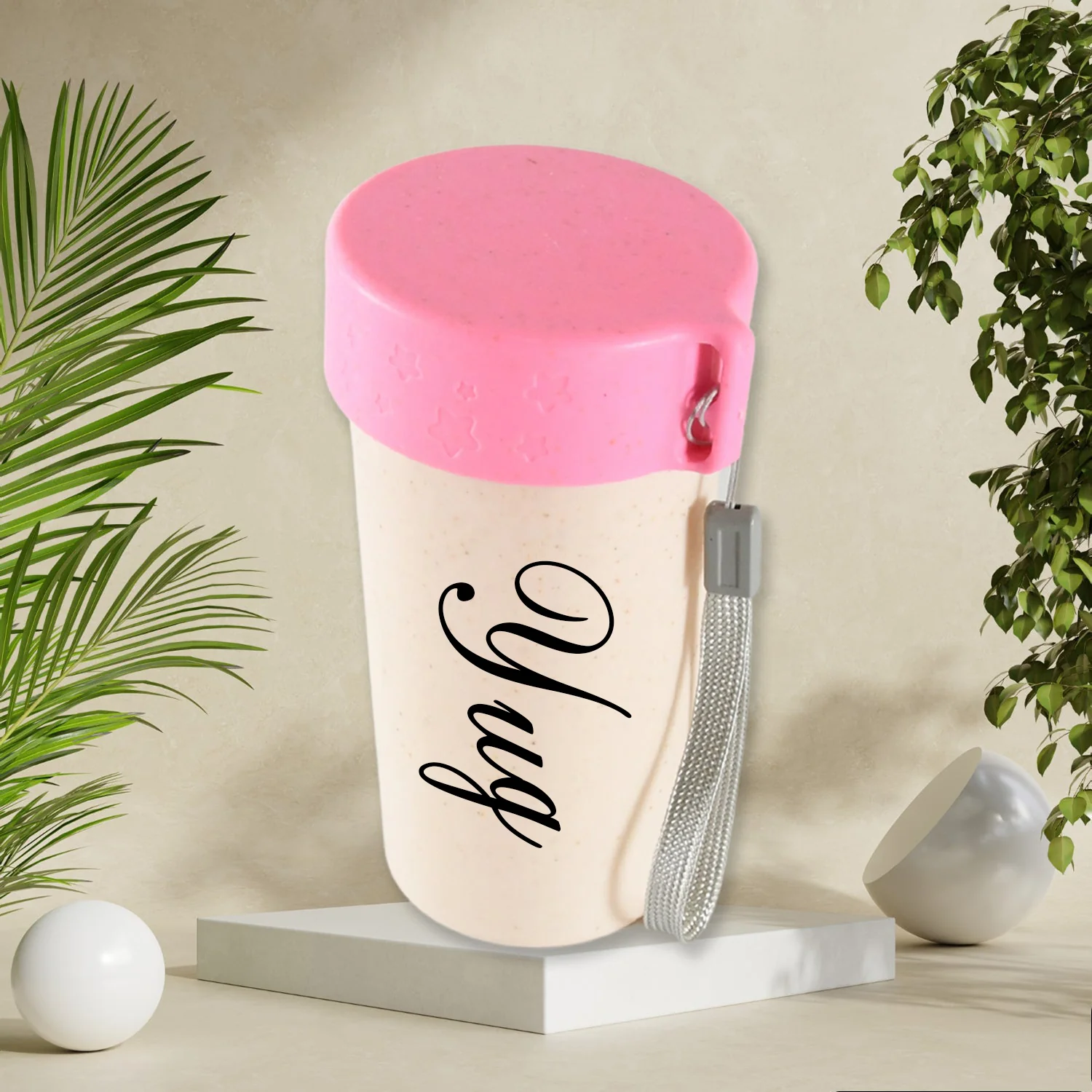 Customize Travel Coffee Cup Wheat Straw Coffee Tea Mug with Lids 300 ML - Image 4
