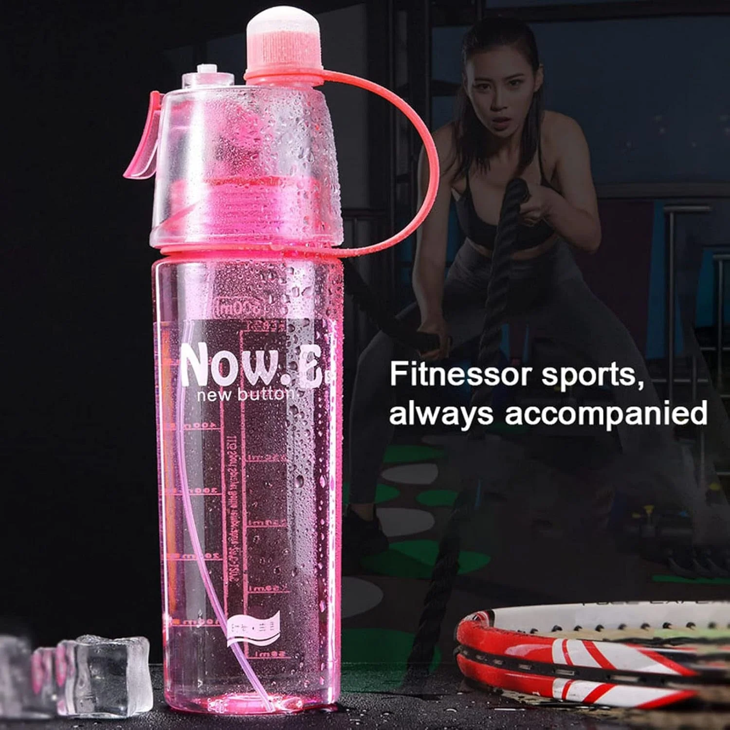 Customize Plastic 2 In 1 Mist Spray Water Bottle (Multicolor / 400 ML / 1 Pc) - Image 3