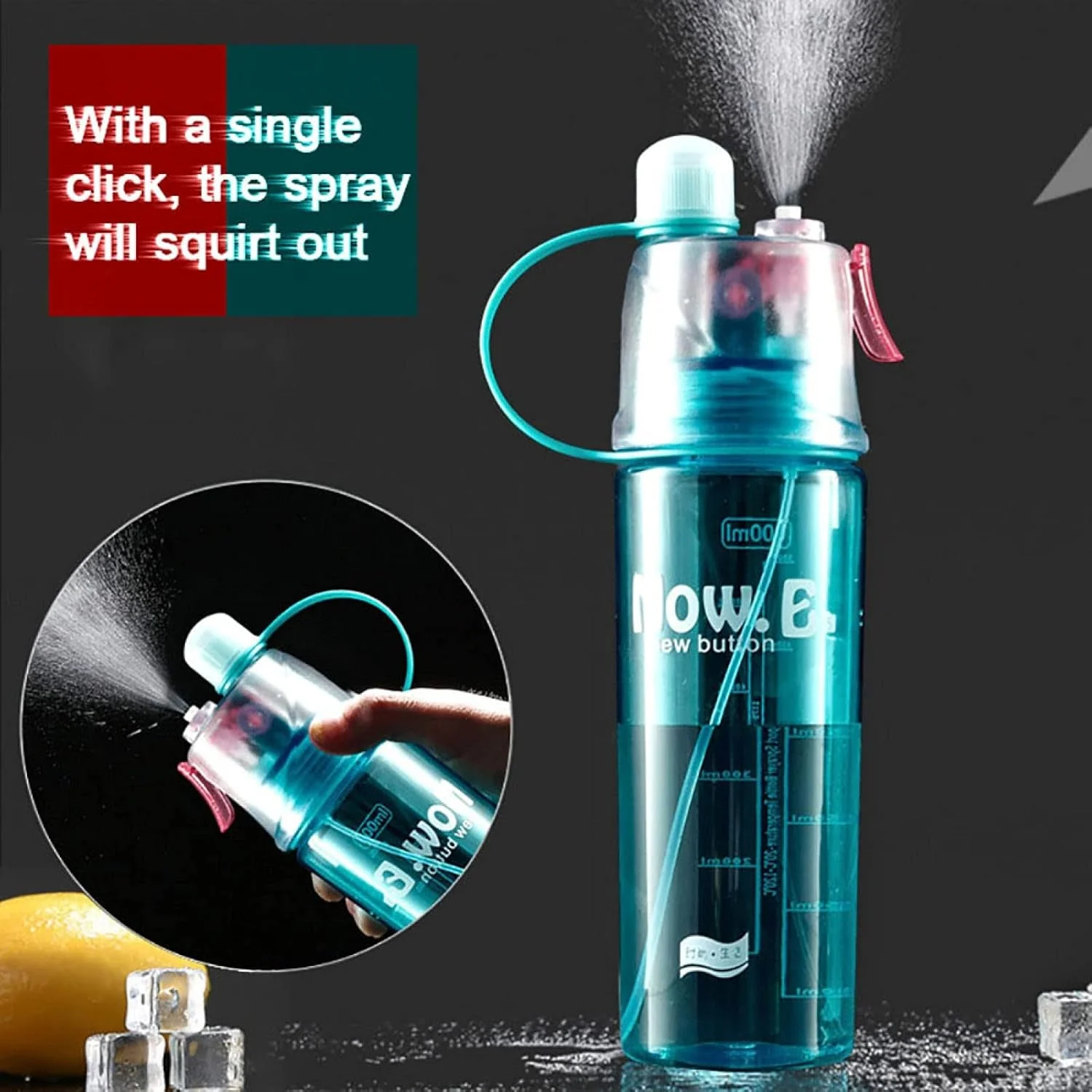 Customize Plastic 2 In 1 Mist Spray Water Bottle (Multicolor / 400 ML / 1 Pc) - Image 4