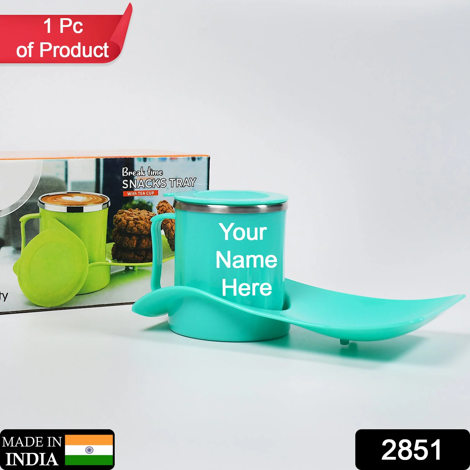 Customize Snack Tray with 350ml Steel Cup for Kids & Home Use - Image 2
