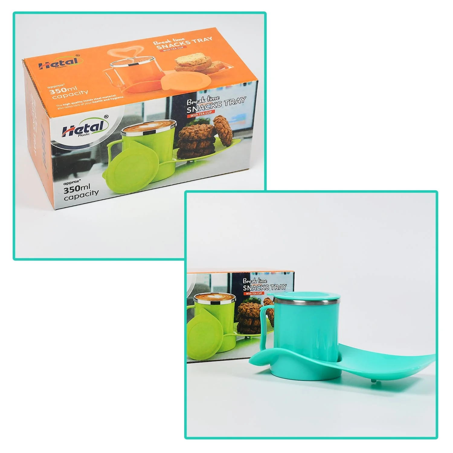 Customize Snack Tray with 350ml Steel Cup for Kids & Home Use - Image 3