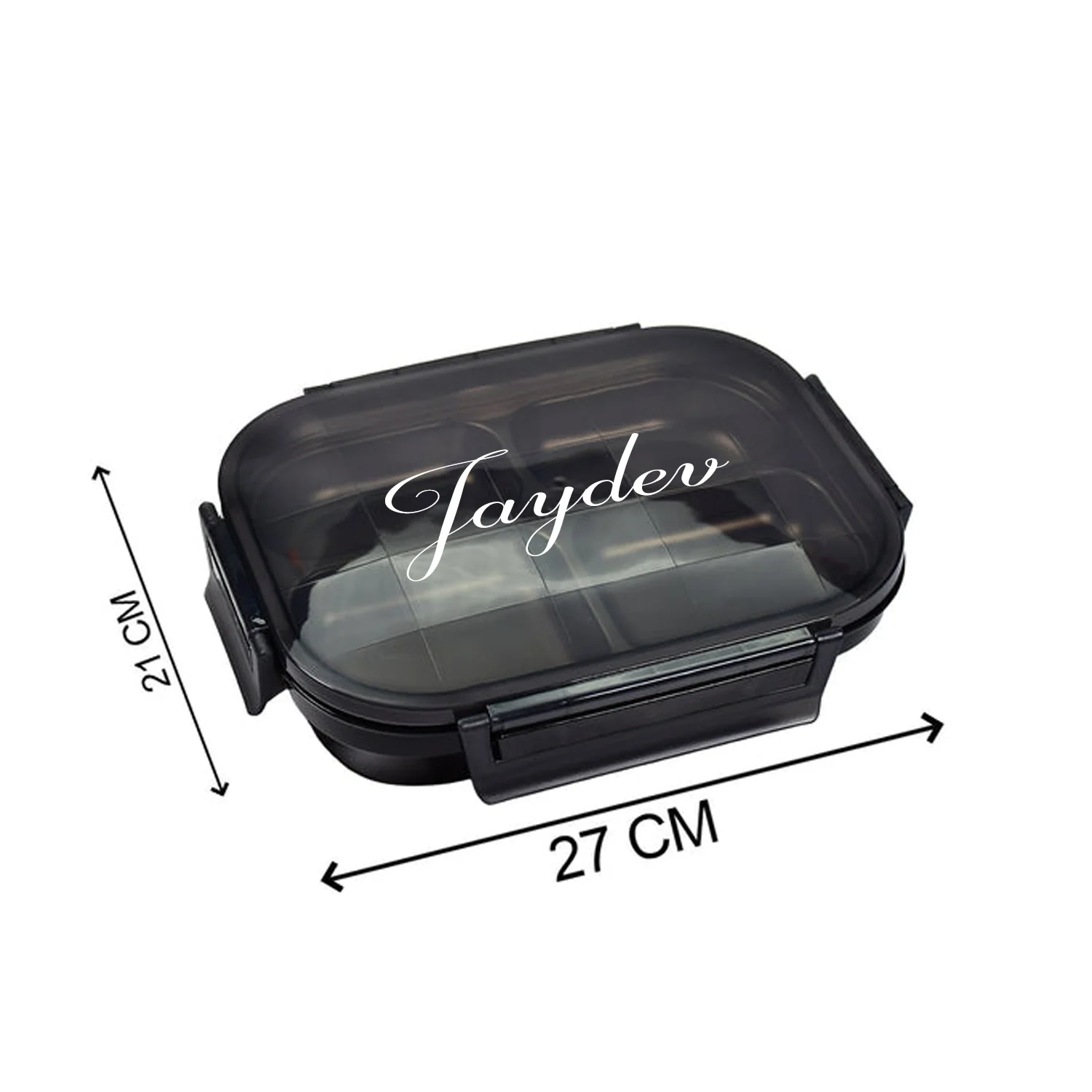 Customize Black Transparent 4 Compartment Lunch Box for Kids and adults - Image 3