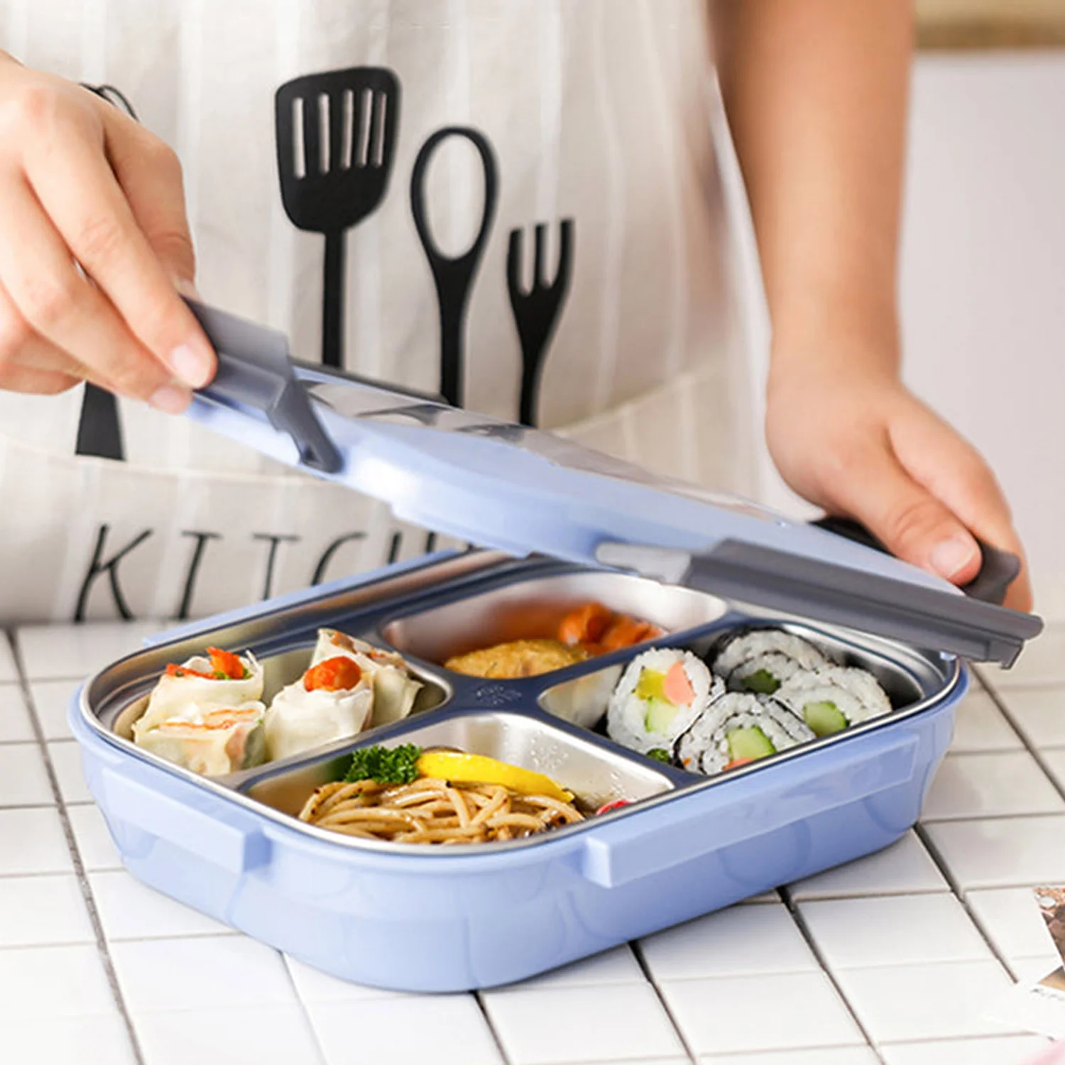 Customize Black Transparent 4 Compartment Lunch Box for Kids and adults - Image 4