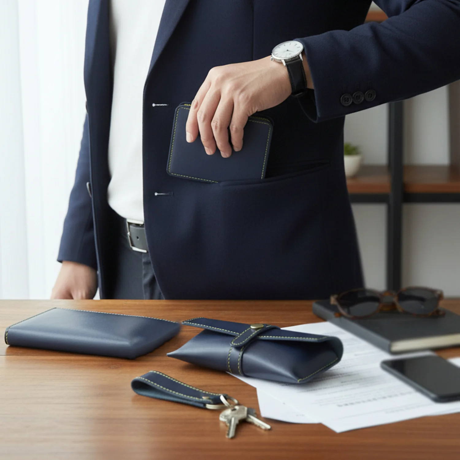 Customized 4 In 1 Premium PU Leather Wallet Gift Set for Men (4 Pc Set) - Image 3