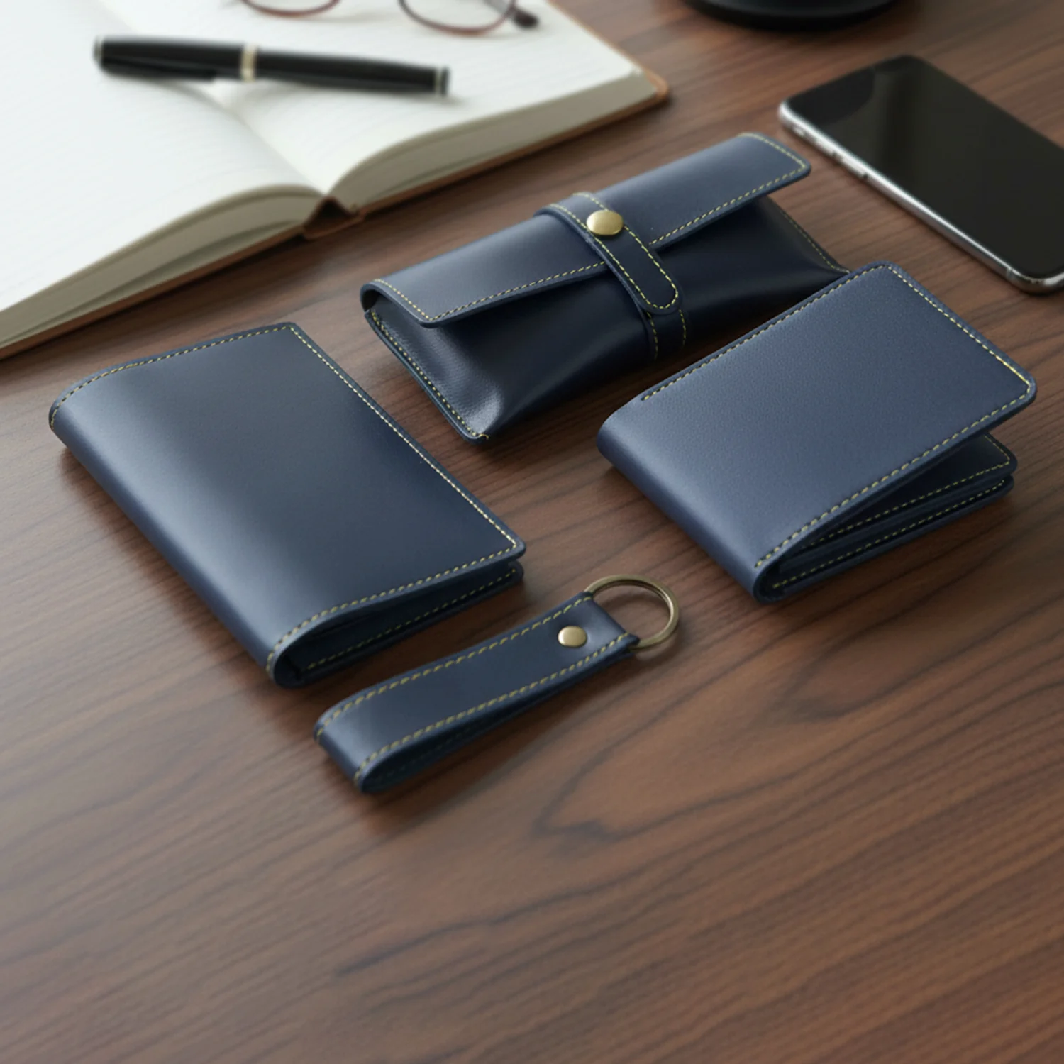 Customized 4 In 1 Premium PU Leather Wallet Gift Set for Men (4 Pc Set) - Image 7