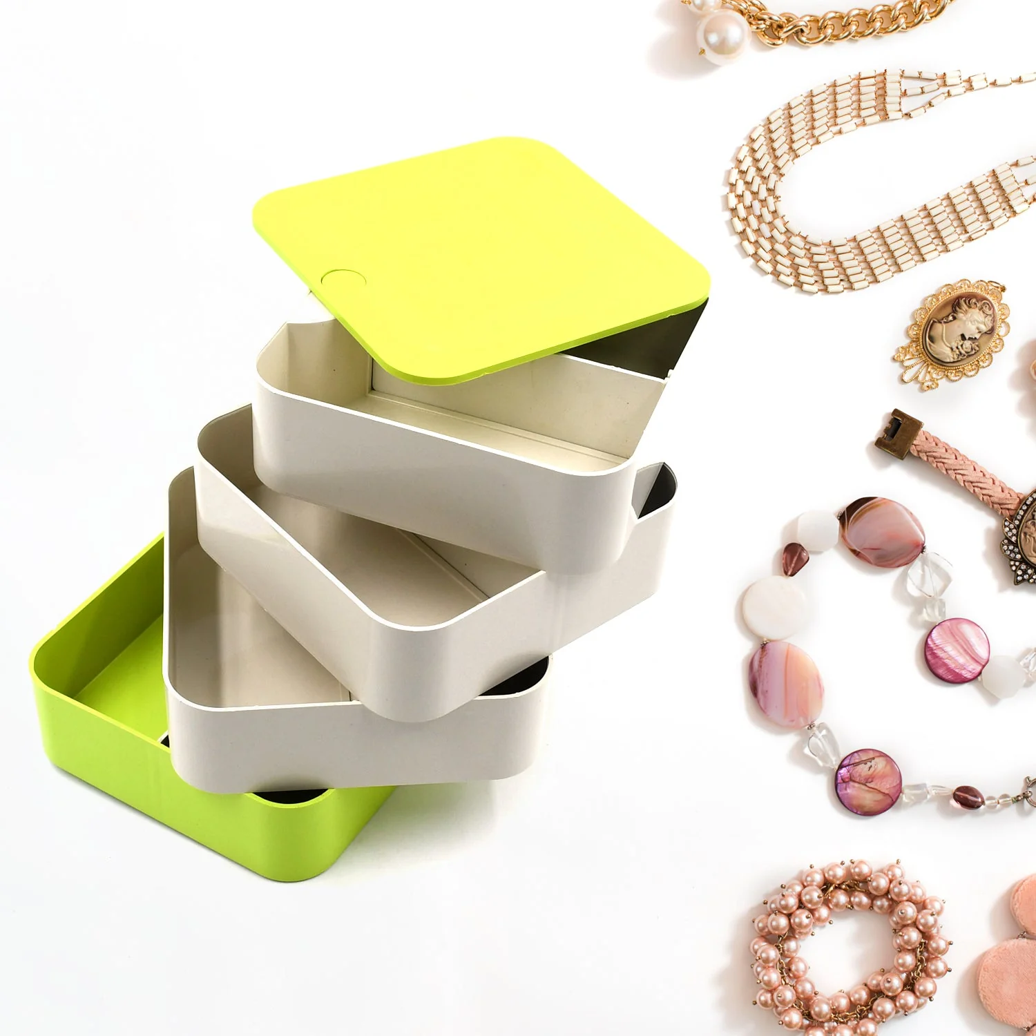 Customize 4 Layers Jewelry Box 360 Degree Rotating Jewelry Organizer  Box - Image 2