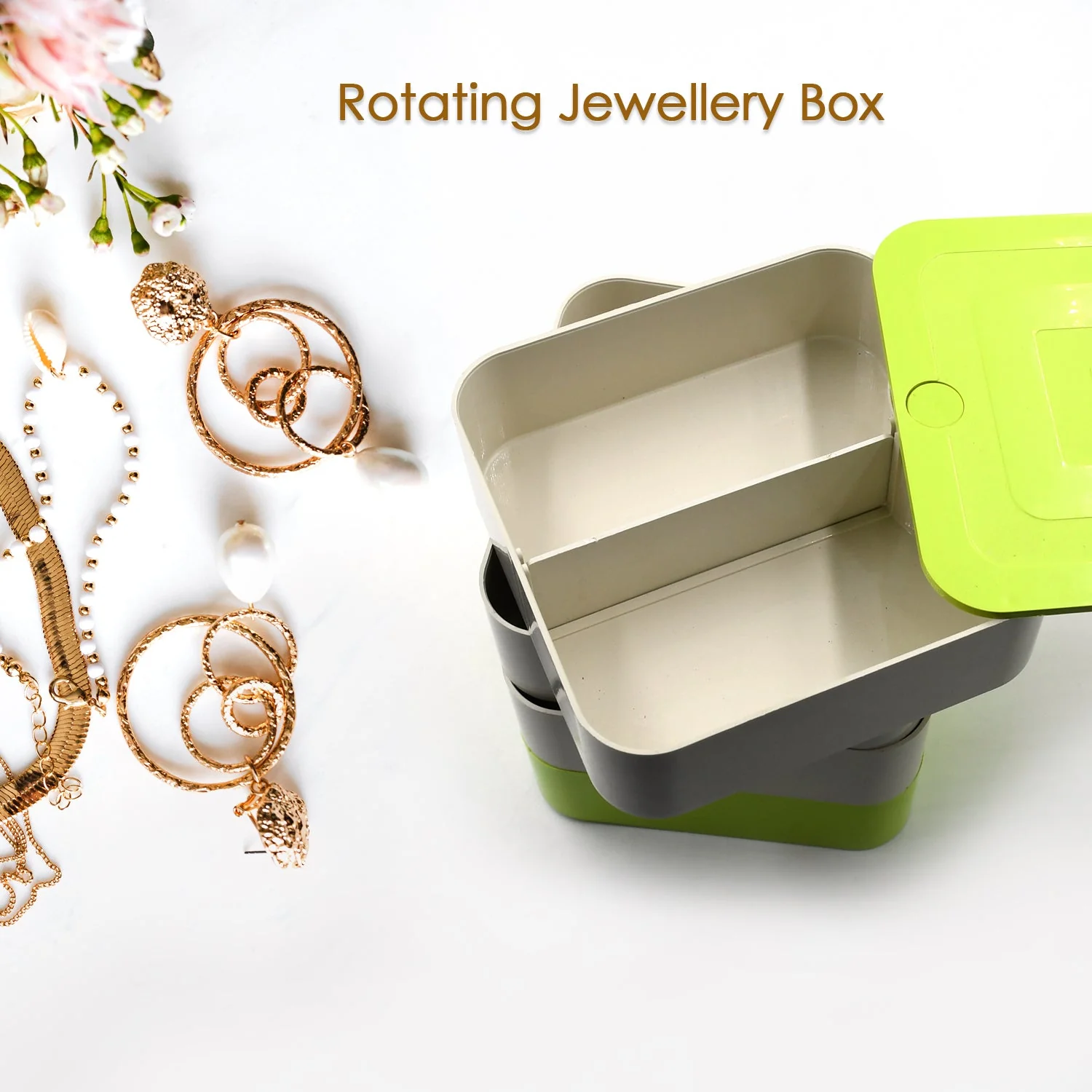 Customize 4 Layers Jewelry Box 360 Degree Rotating Jewelry Organizer  Box - Image 5