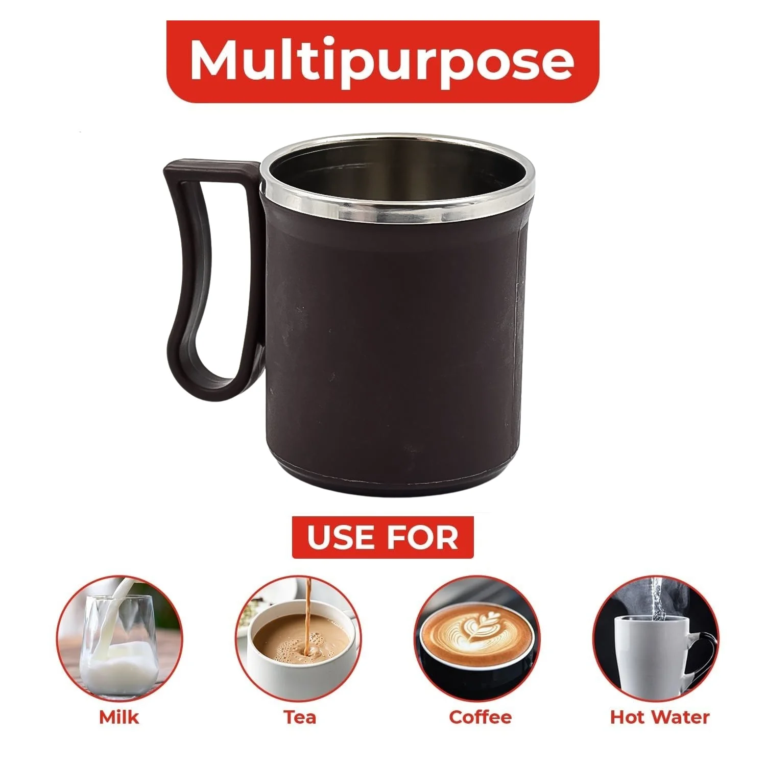 Customize Coffee Mug with Lid Steel Mug (Random Color, Approx 200 ML) - Image 5