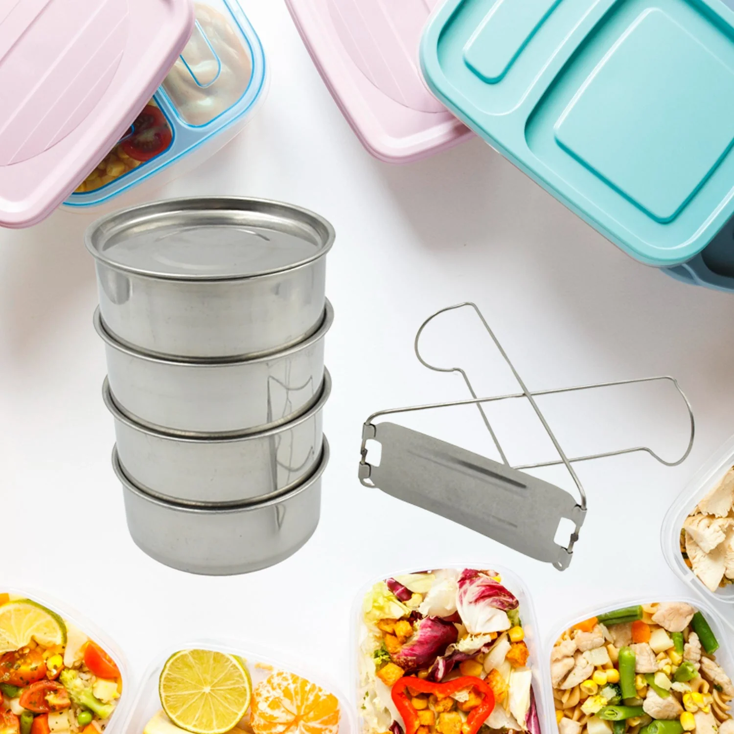 Customize Double Wall Insulated Tiffin Handle Stackable, Hot Food Container (1 Pc) - Image 4