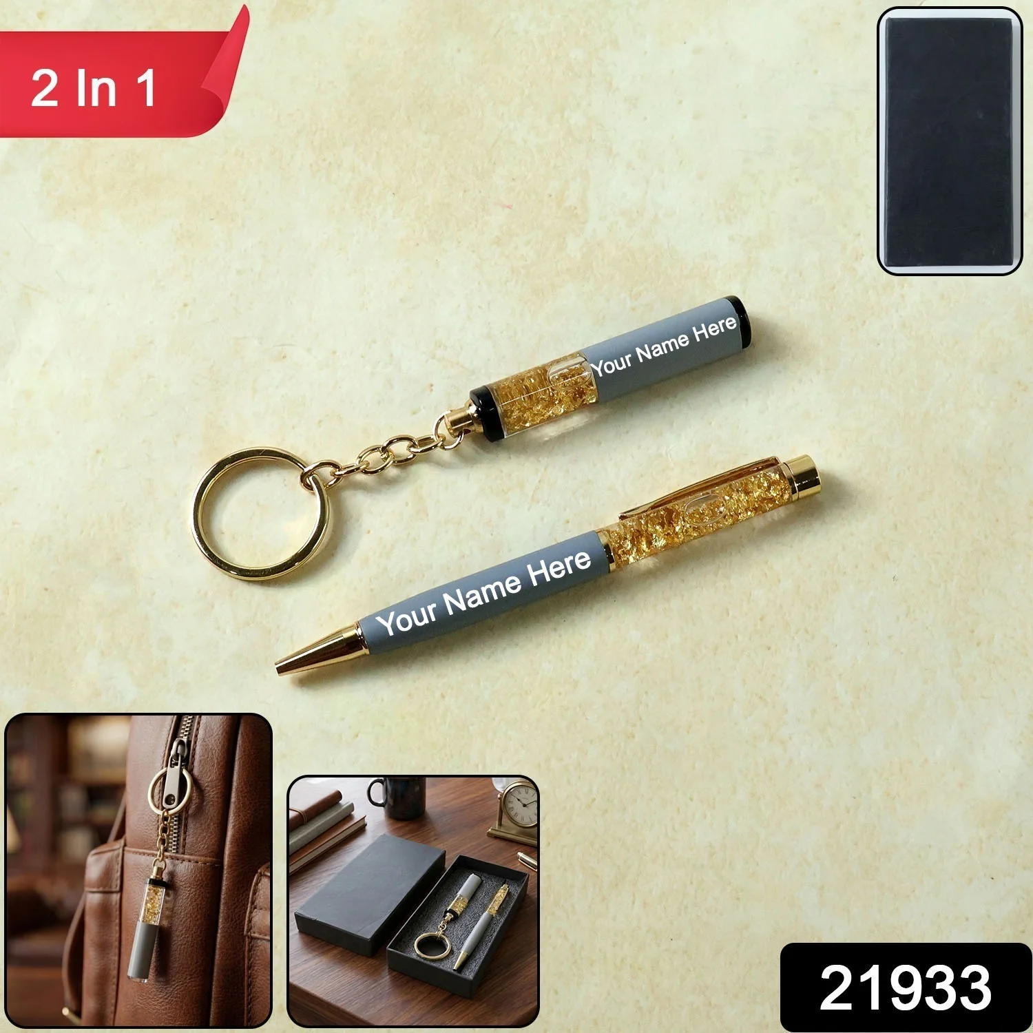 Customized Premium 2 In 1 Keychain and Pen Combo Gift Set - Image 2
