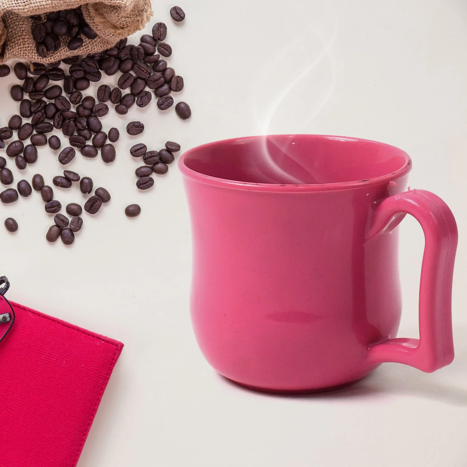 Customize Plastic Coffee / Tea Cups / Mug with Handle (1 Pc / Loose / Mix Color) - Image 11