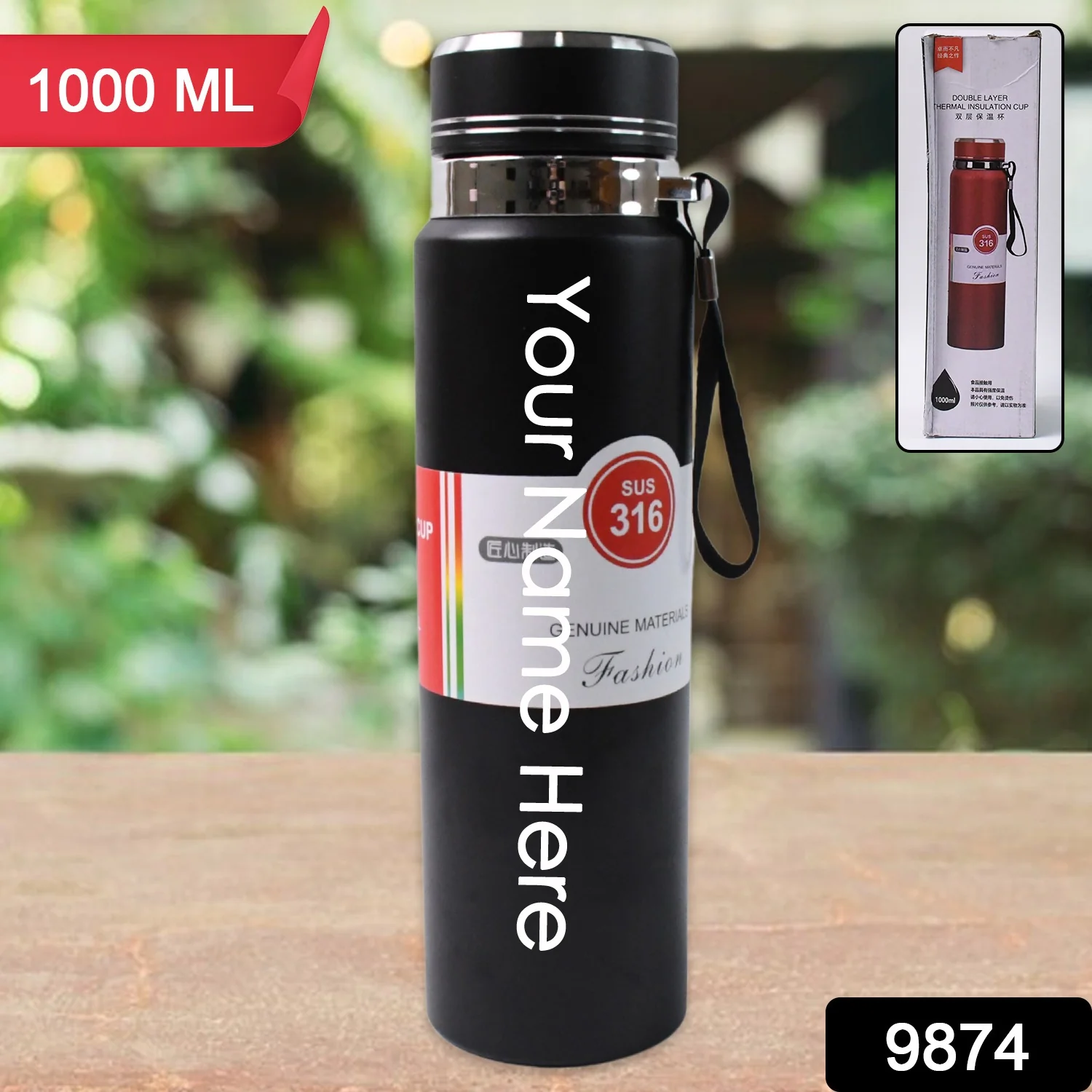 Customize Stainless Steel Double wall Insulation Water Bottle (1000 ML) - Image 2