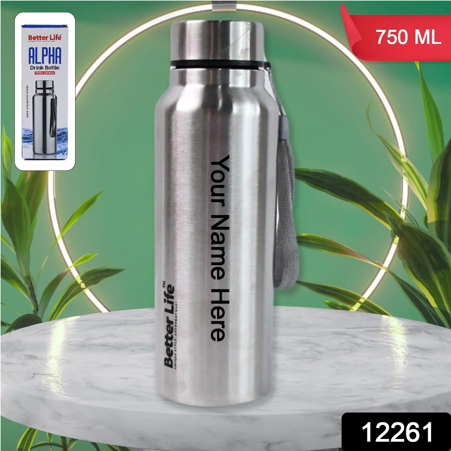 Customize Stainless Steel Single Wall Vacuum-Insulated Drink Water Bottle (750 ML) - Image 2