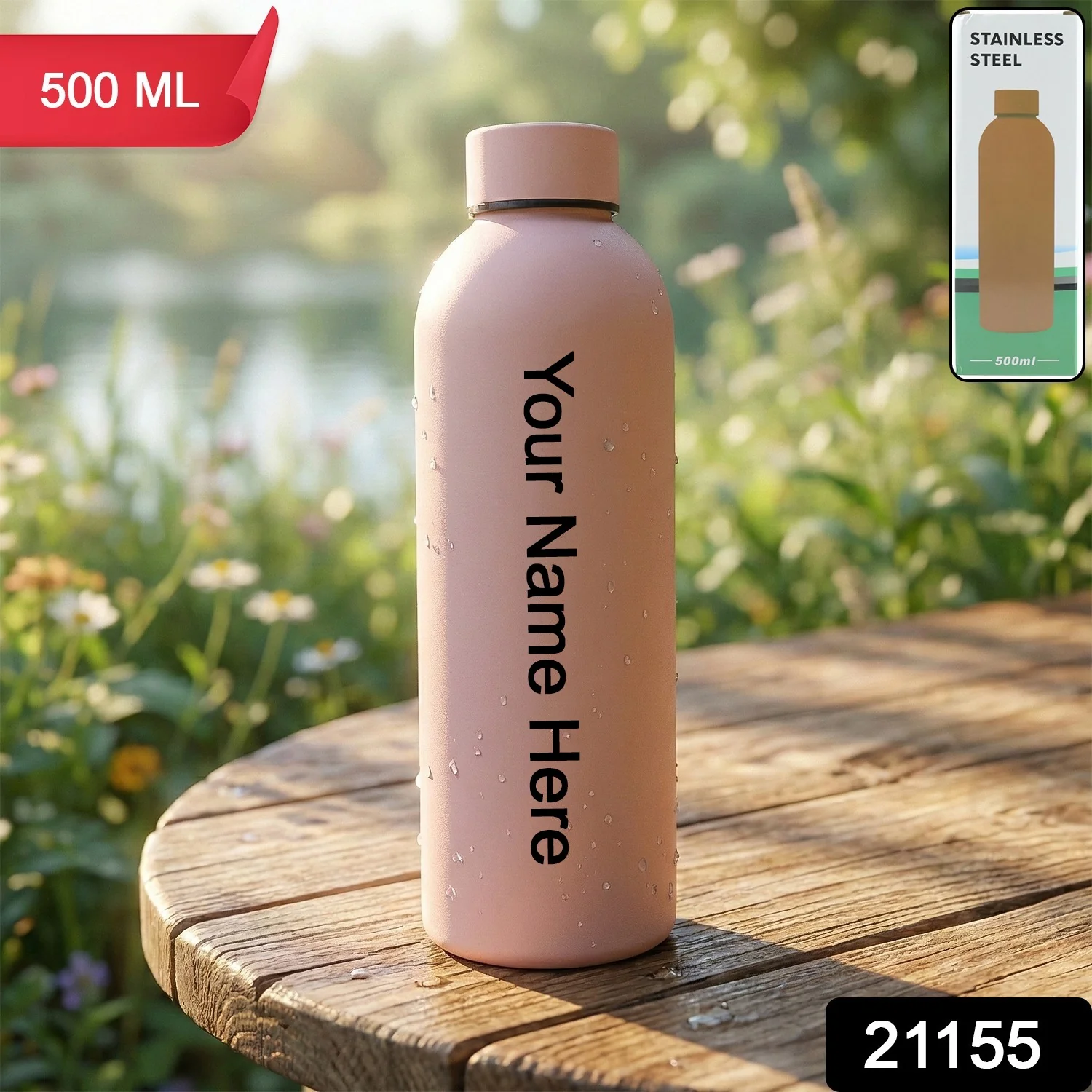 Customize Stainless Steel Double Wall Vacuum-Insulated Drink Water (Pink / 500 ML Approx) - Image 2