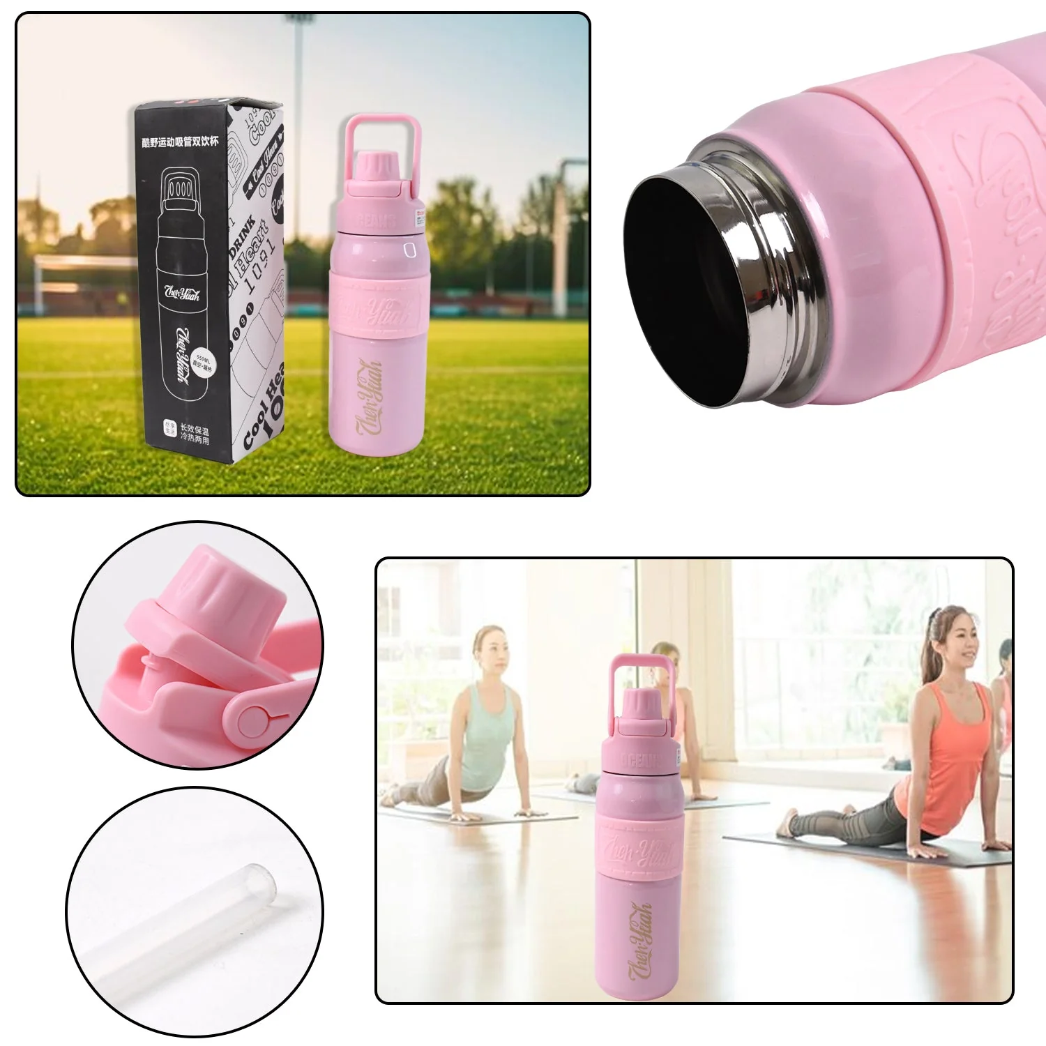 Customize Stainless Steel Vacuum Insulated Water Bottle WIth Straw (550ml) - Image 4
