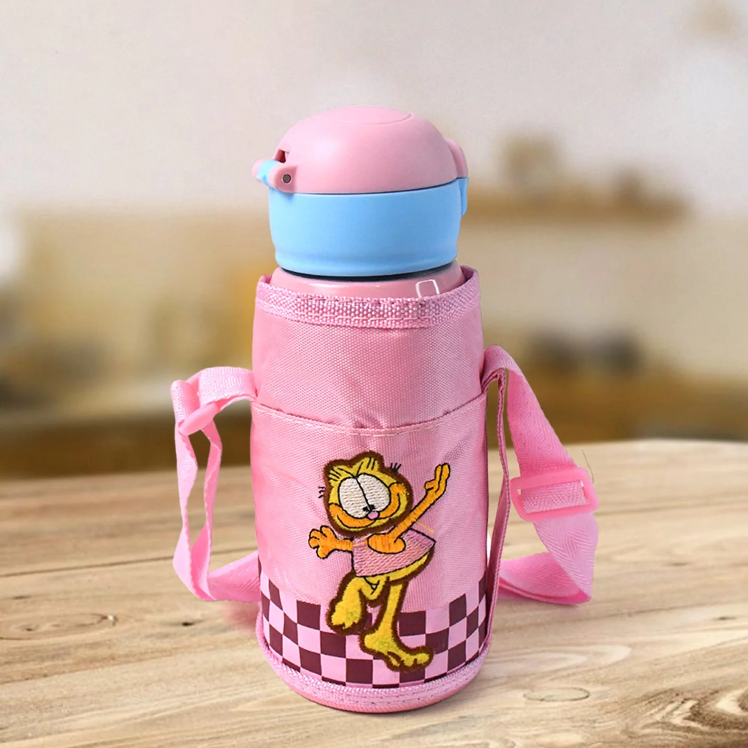 Customize Thermos steel Double Wall Vacuum Bottle With Cover & Strap 600ml Approx - Image 2
