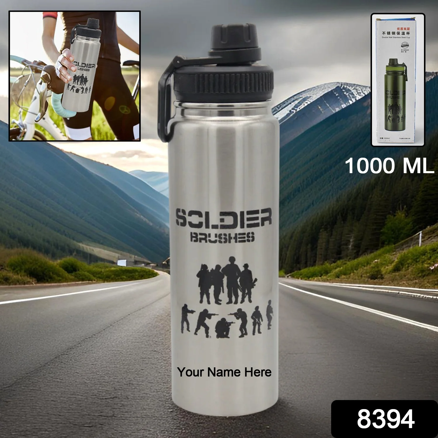 Customize Vacuum Insulated Stainless Steel Bottle Stainless Steel (1000 ml / 1 Pc) - Image 2