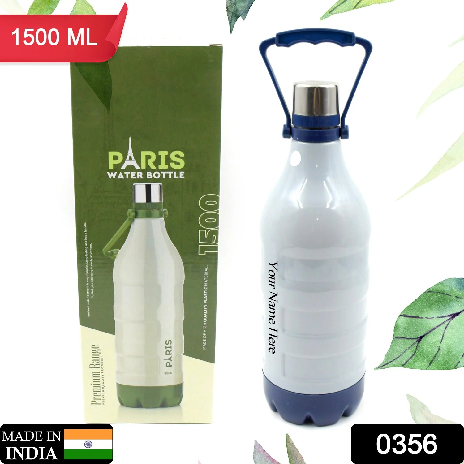 Customize Insulated Water Bottle (1500ml) – Leakproof, BPA-Free, Handle & Strap - Image 2