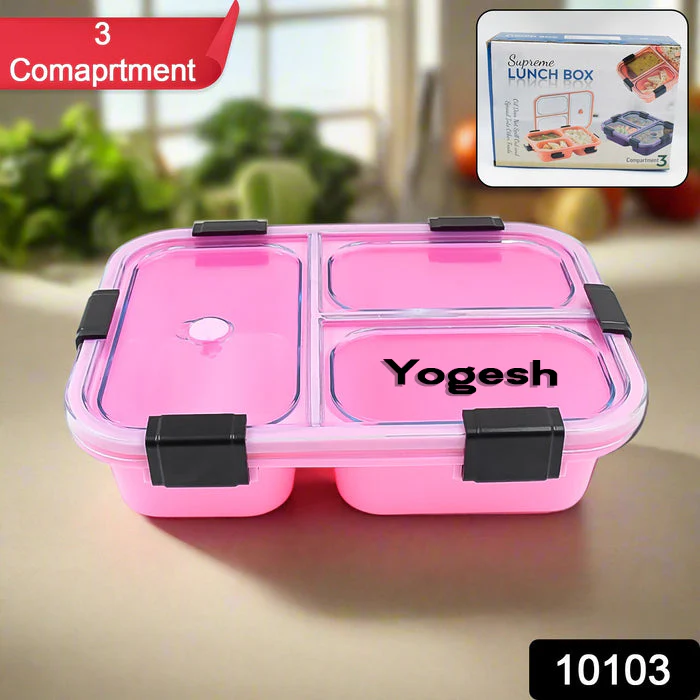 Customized Plastic 3 Compartment Insulated Lunch Box, Lunch Box (1 Pc) - Image 2