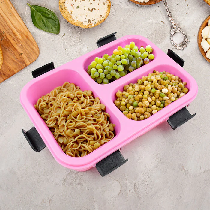 Customized Plastic 3 Compartment Insulated Lunch Box, Lunch Box (1 Pc) - Image 5