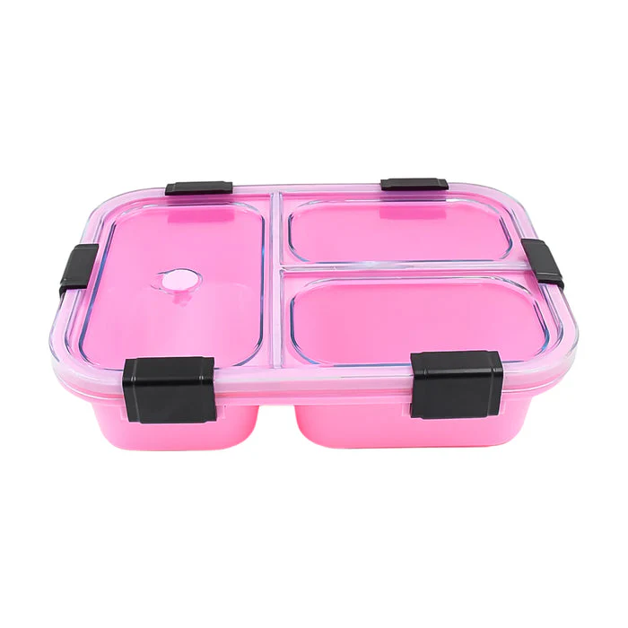 Customized Plastic 3 Compartment Insulated Lunch Box, Lunch Box (1 Pc) - Image 6