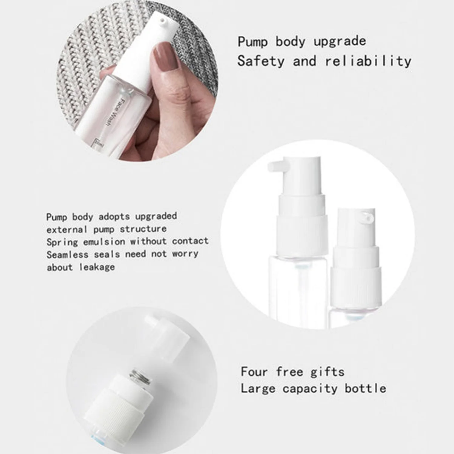 Customize 4 in 1 Travel Dispenser Bottle Set Refillable Cosmetic Containers Set - Image 10