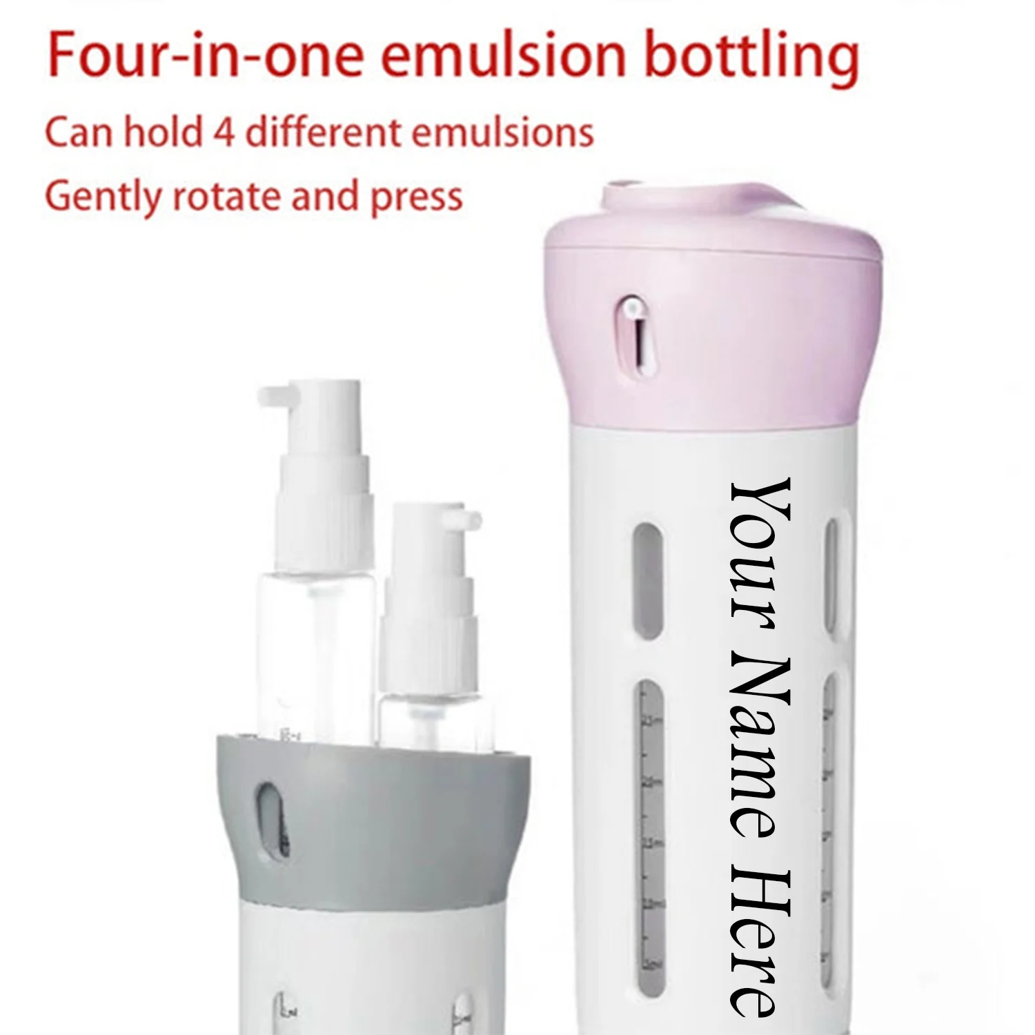 Customize 4 in 1 Travel Dispenser Bottle Set Refillable Cosmetic Containers Set - Image 3