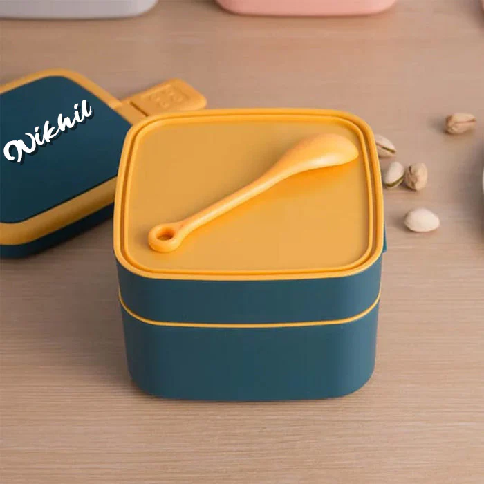 Customized BLUE DOUBLE-LAYER PORTABLE LUNCH BOX - Image 2