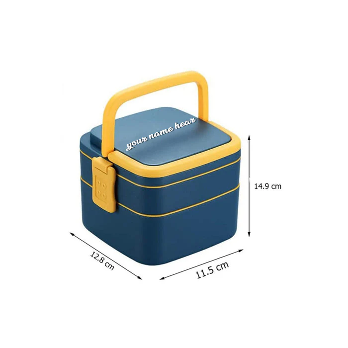 Customized BLUE DOUBLE-LAYER PORTABLE LUNCH BOX - Image 3