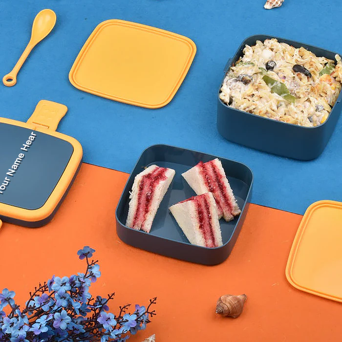 Customized BLUE DOUBLE-LAYER PORTABLE LUNCH BOX - Image 4
