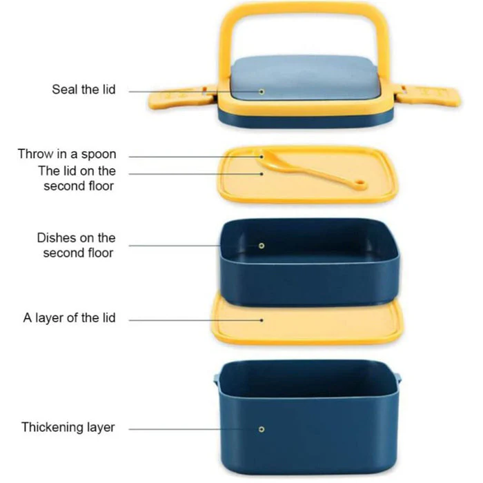 Customized BLUE DOUBLE-LAYER PORTABLE LUNCH BOX - Image 6