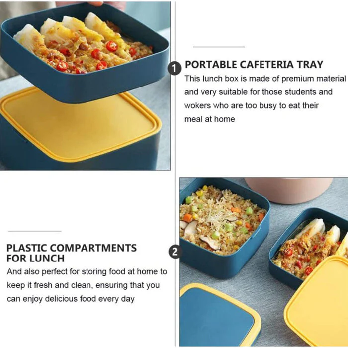 Customized GREEN DOUBLE-LAYER PORTABLE LUNCH BOX - Image 3