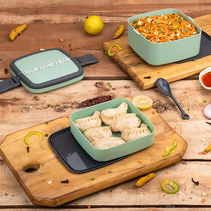 Customized GREEN DOUBLE-LAYER PORTABLE LUNCH BOX - Image 7