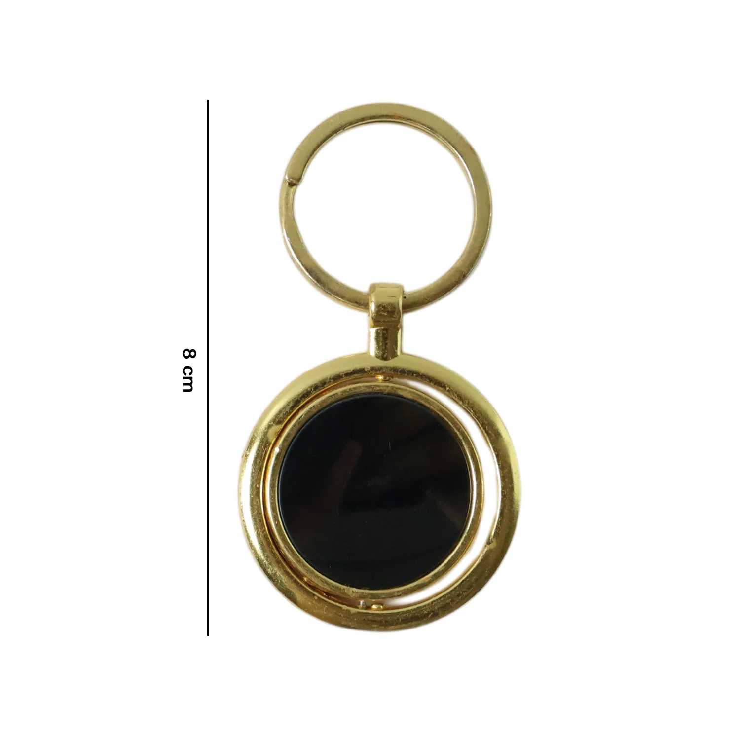 Gold Plated Keychain with Black Round Pendant Rotating (1 Pc) - Image 6