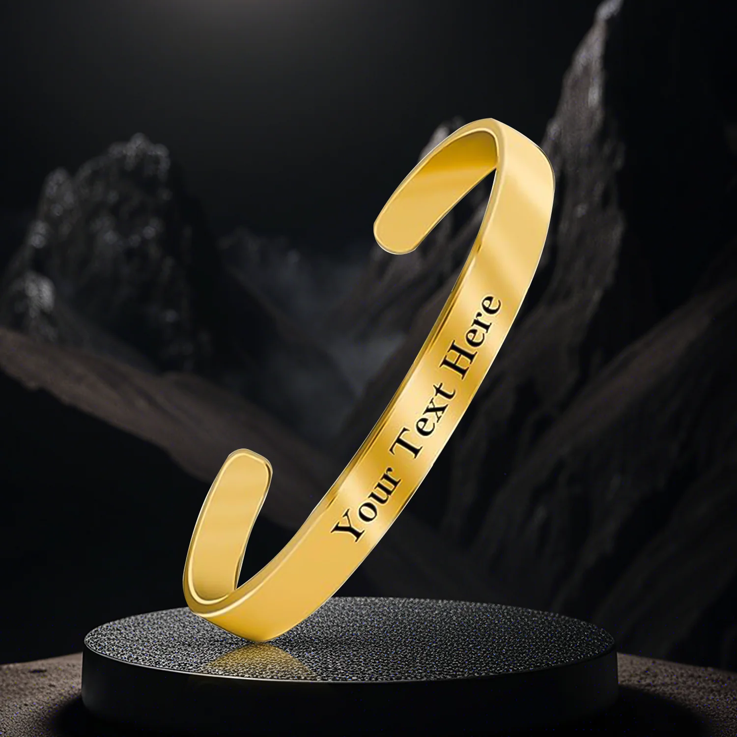Customized / Personalized Stylish Kada Bracelets (1 Pc / Golden) - Image 4