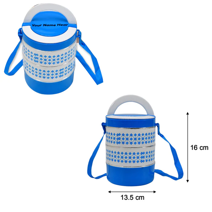 Customized 3 layer Adjustable Insulated Tiffin Set of 1, Blue 3 Containers Lunch Box - Image 3
