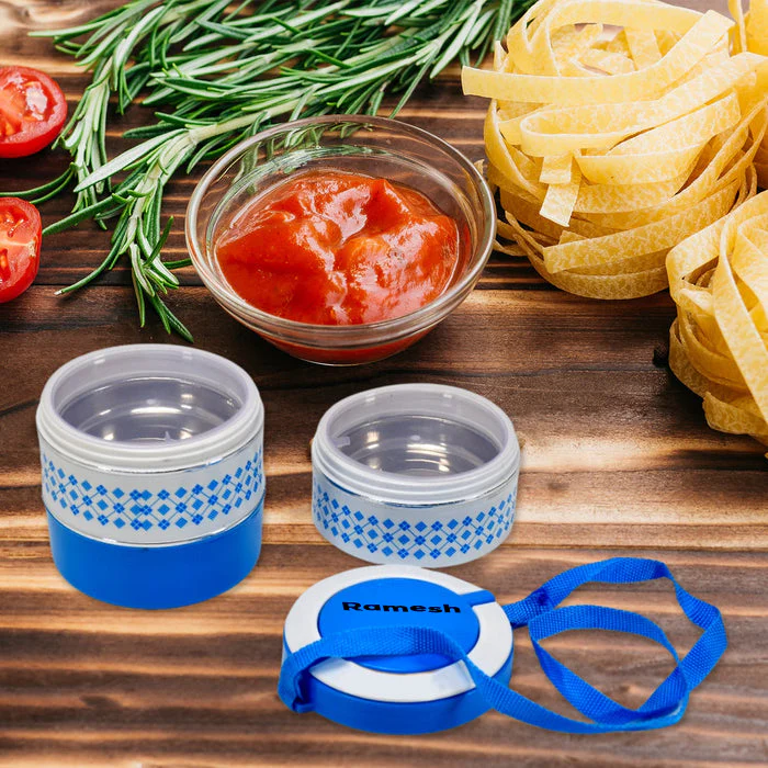 Customized 3 layer Adjustable Insulated Tiffin Set of 1, Blue 3 Containers Lunch Box - Image 4