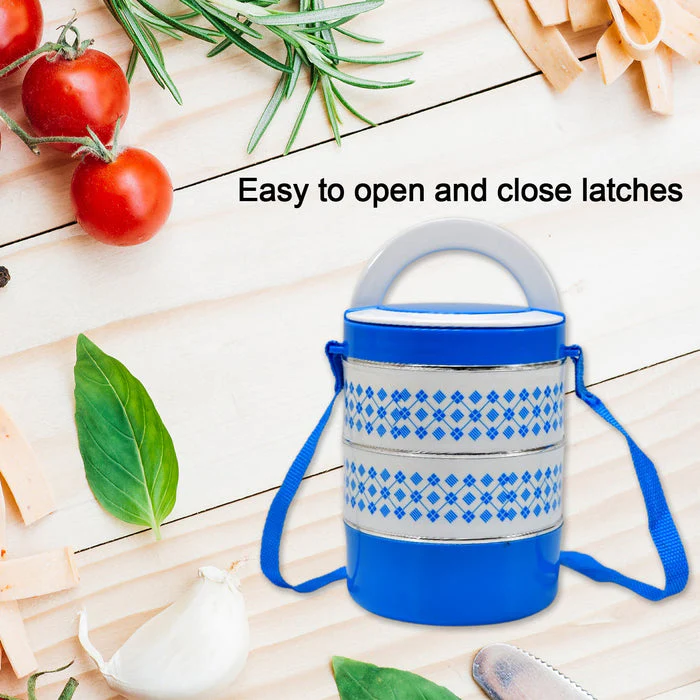 Customized 3 layer Adjustable Insulated Tiffin Set of 1, Blue 3 Containers Lunch Box - Image 5