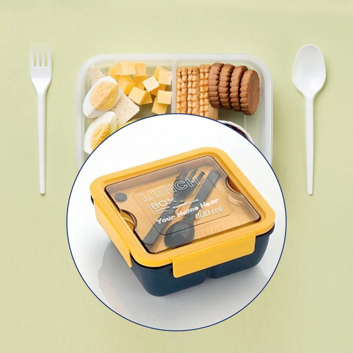 Customized Lunch Box  2 Compartment Containers with Spoon and Fork Leak Proof Tiffin Box - Image 2
