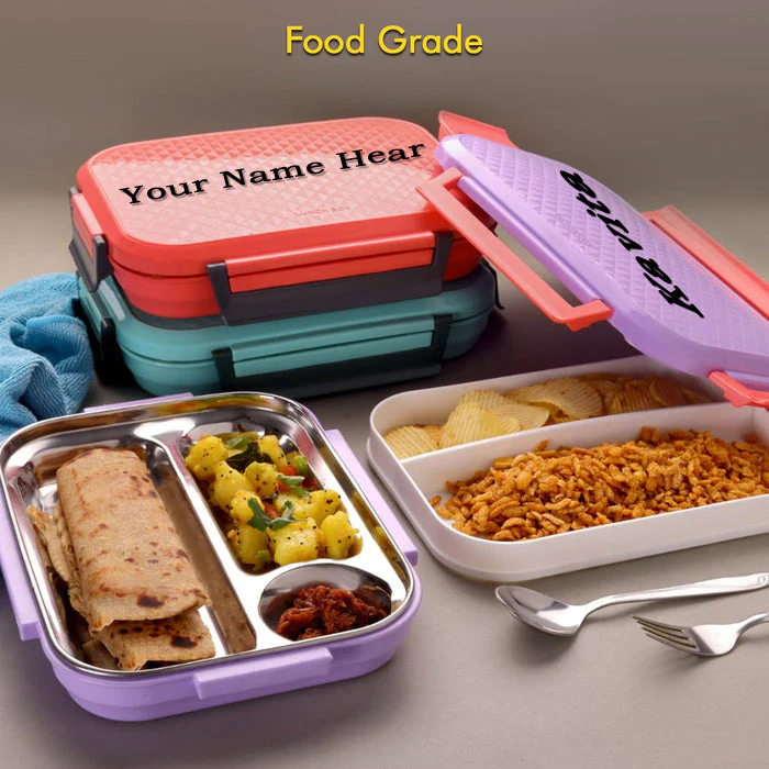 Customized Break Time Lunch Box Steel Plate Multi Compartment Lunch Box Carry To All Type lunch In Lunch Box & Premium Quality Lunch Box ideal For Office , School Kids & Travelling Ideal - Image 5