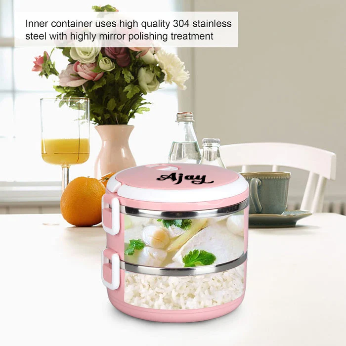 Customized Multi Layer Stainless Steel Hot Lunch Box (2 Layer) - Image 3