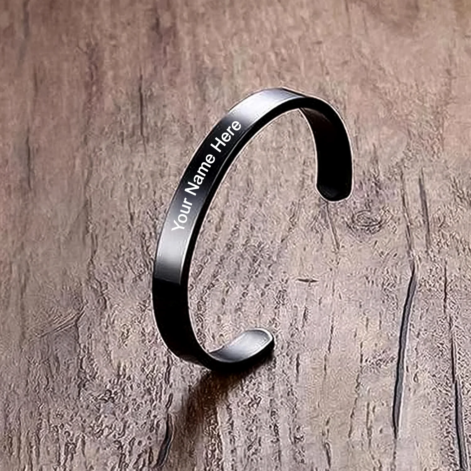 Customized / Personalized Stylish Kada Bracelet (1 Pc / Black) - Image 6